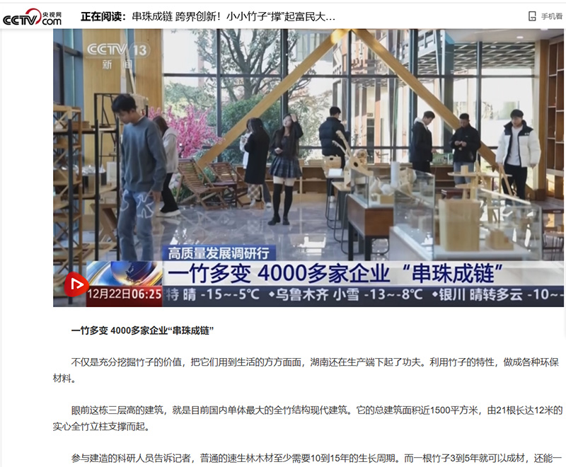 央視新聞—串珠成鏈 跨界創(chuàng)新！小小竹子“撐”起富民大產(chǎn)業(yè)